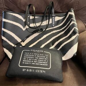 Zebra Striped Coach Bag